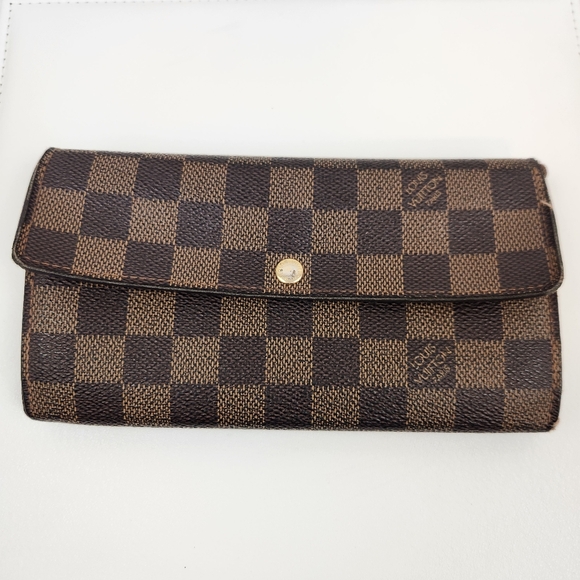 Louis Vuitton Damier Ebene Sarah Long Snap Wallet - Picture 1 of 13